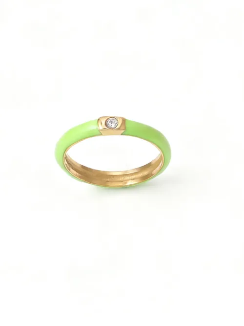 Gold Jade Diamond Ring