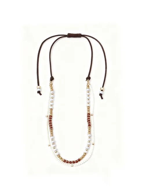 Gold Bead Vintage Wood Necklace