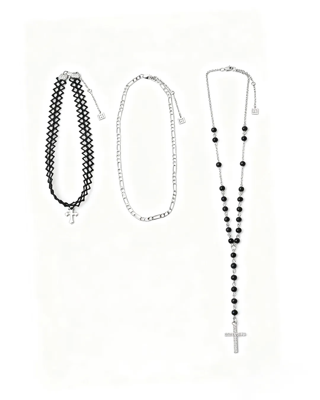 25-1 Silver Cross Necklace Set 2025s & 25 1