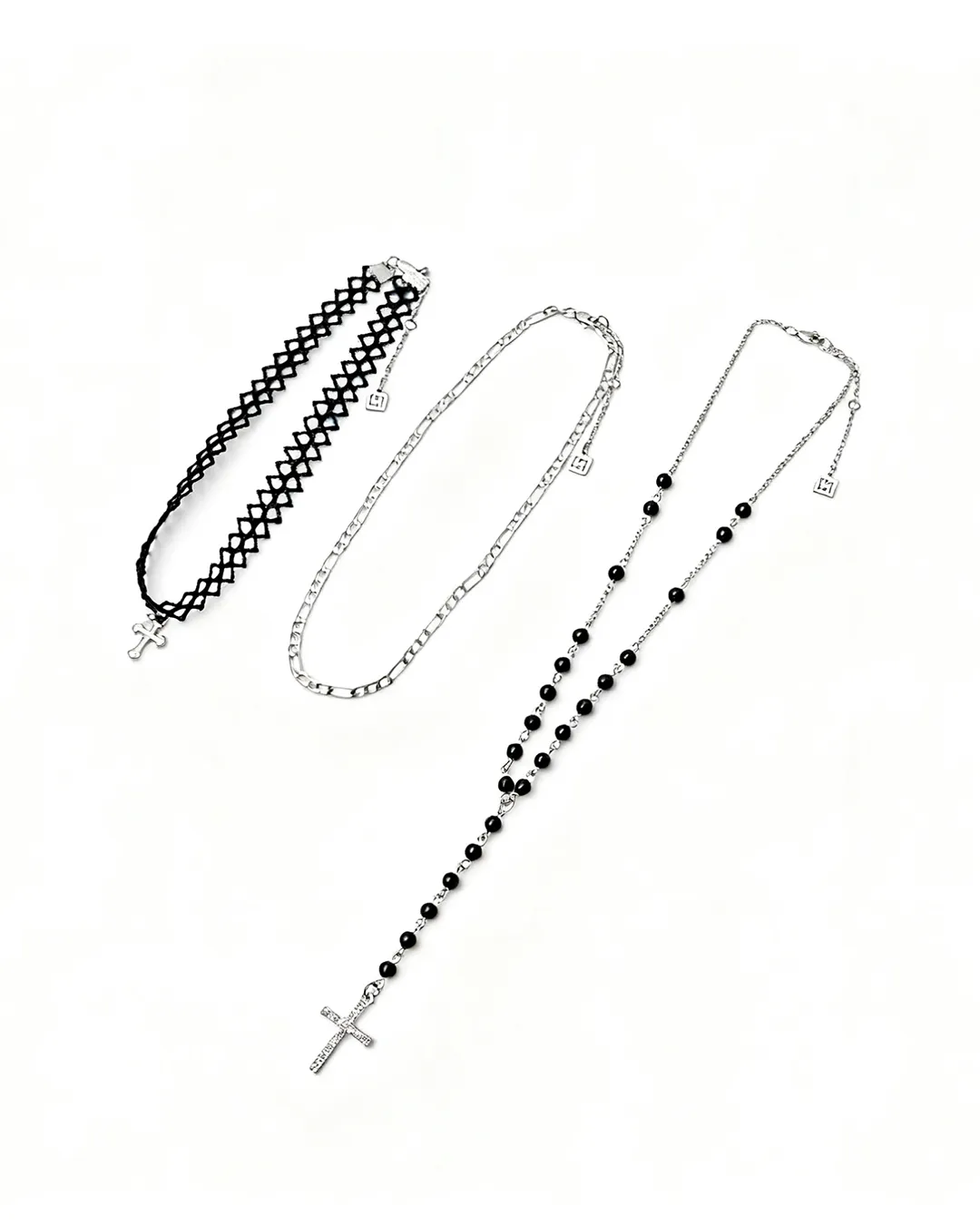 25-2 Silver Cross Necklace Set 2025s & 25 2