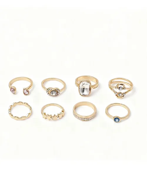 Diamond Gold Rings Set For Womens