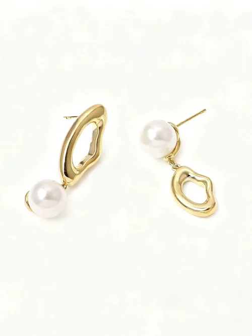 18k Gold Earrings Natural Pearl
