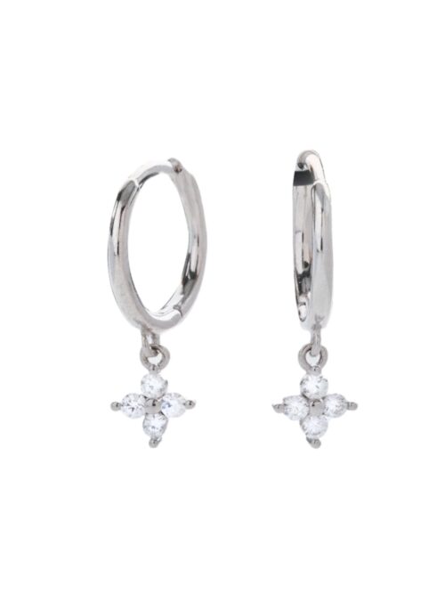 Four-pointed Star Silver Crystal Earrings