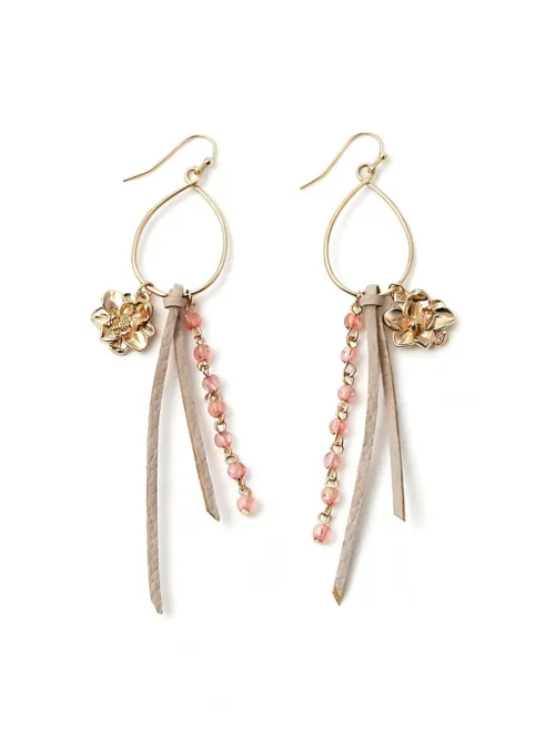 Rose Gold Strawberry Quartz Earrings