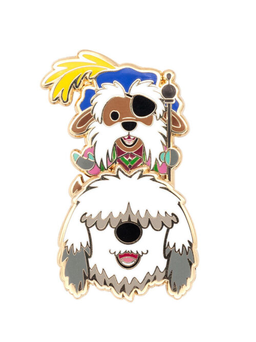 Interlocking Lion Dog Enamel Pins